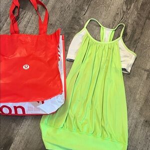 lululemon athletica lime green and light gray workout tank